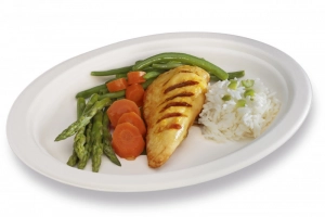 Assiette ovale fibres végétales blanc 263x199x20