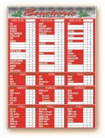 Tableau tarif 50x40cm"Tendance" rouge boucherie VBVA+fil nylon