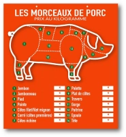 Tableau 49x45cm Presto découpe porc fil+feutre