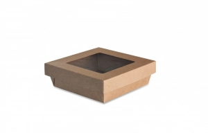 Boite salade kraft 160x160x50mm avec fenetre BSK16 Boite salade kraft 160x160x50mm avec fenetre BSK16