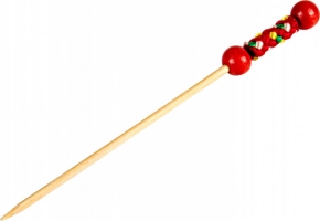 Mini brochette bambou fantaisie perle rouge (200)