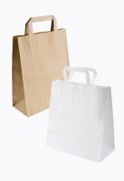 Sac cabas kraft 32+22x36cm brun poignées plates (250) CAKBR3236