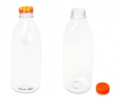 Bouteille transparente 1 litre PET, bouchon inviolable (55 pièces)