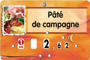 Etiquette 9x6cm Paprika Charc.Trait., à texte, à roul, pique inox