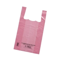 Sac bretelle PEBD Rose 50µ 260+60+60*450 (500)