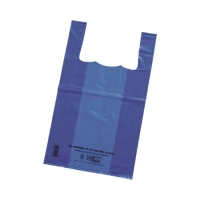 Sac bretelle PEBD Bleu 50µ 260+60+60*450 (500)