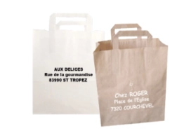 Sac kraft poignées plates 80g/m² 32+20x28cm