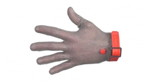 Gant de protection cotte de mailles inox réversible réglable ROUGE