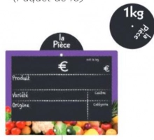 Etiquett 15x11cm Vitamine vert anis VOC disque en ht, pique inox (10)