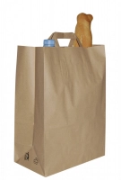 Sac cabas kraft 26+17x34cm brun poignées plates (250) CAKBR2634