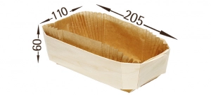 Panibois Moule bois Baron 205x110x60mm neutre + papier cuisson