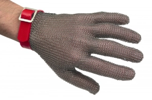 Gant de protection rouge cotte de mailles réversible