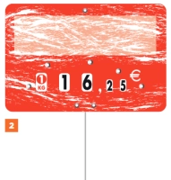 Etiquette 8x12 Turbulence rouge sans roul., pique inox (le Pqt de 10)