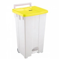 Conteneur 100L+pédale+couvercle jaune Gilac